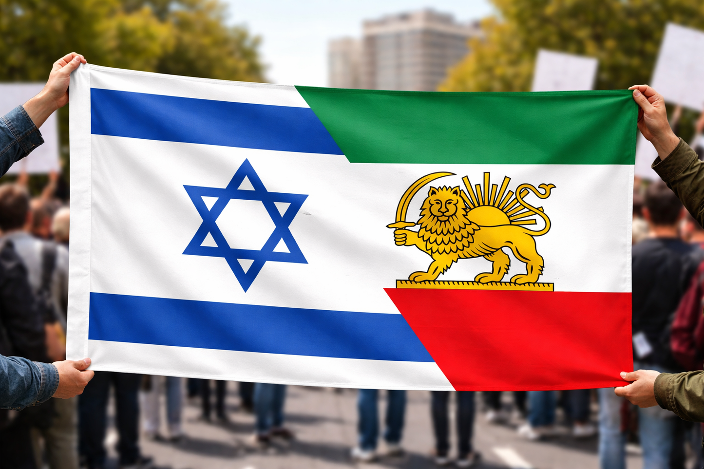 Israel & Iran Lejon och sol Flagga – 150x90 cm - Hiprock