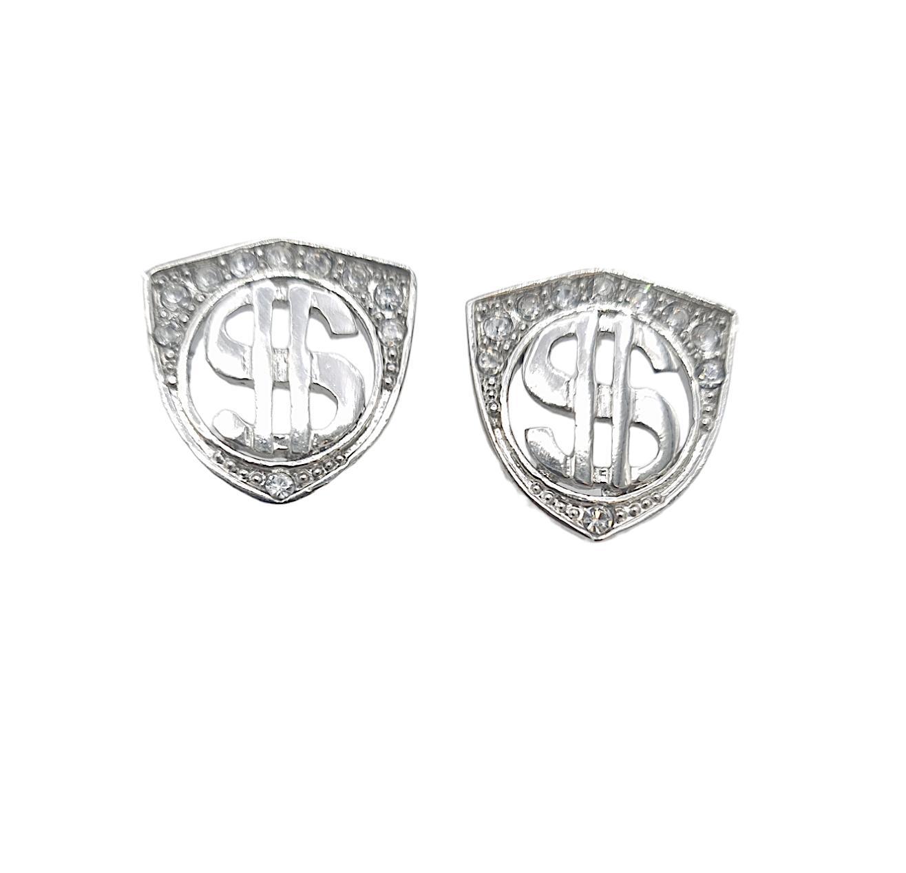 Dollar örhängen med vita stenar