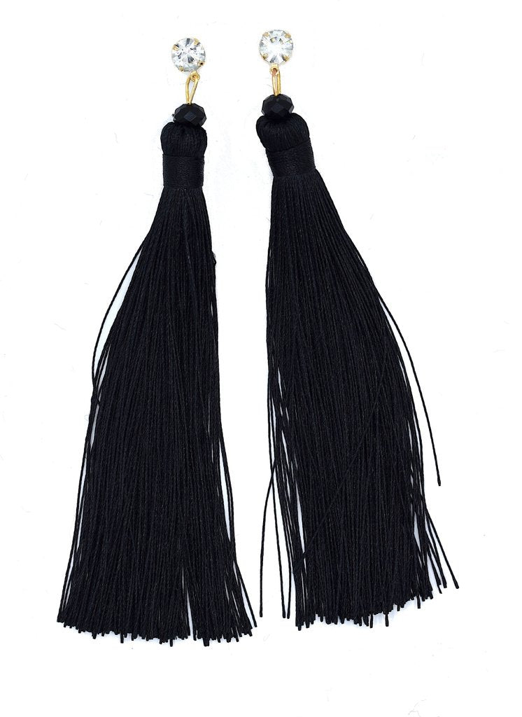 Fransörhängen med vita kristaller