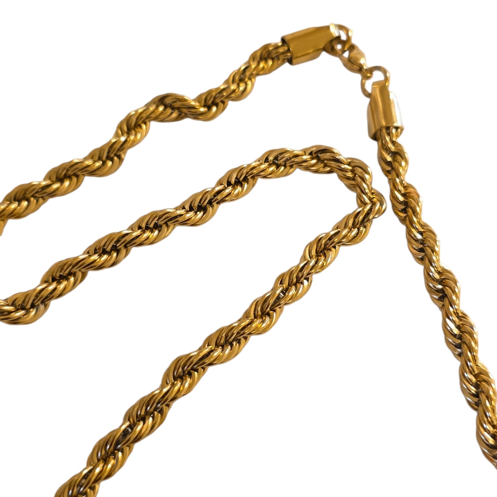 Guldfärgad kedja 70 cm – Tjock repdesign