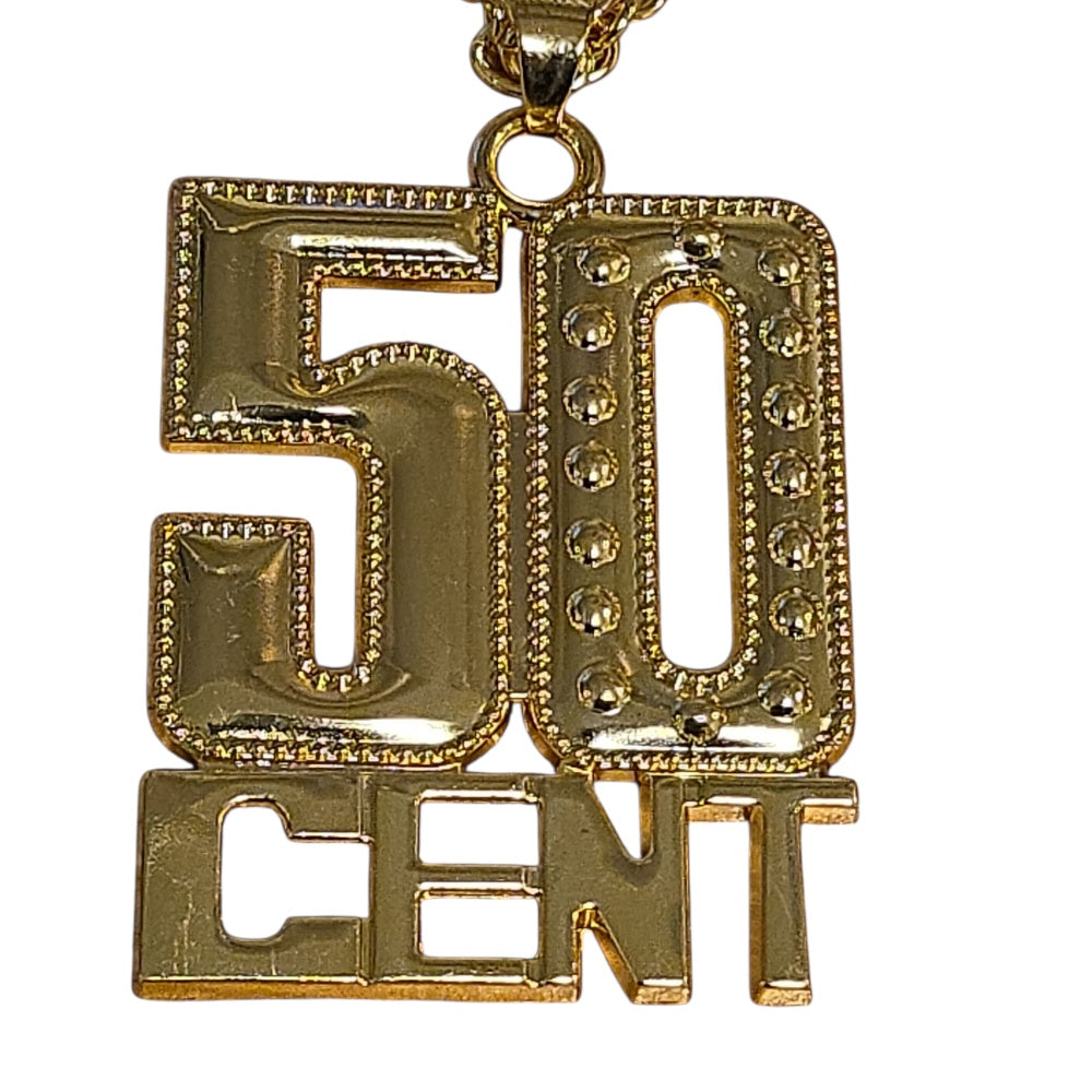 Guldigt halsband med 50 Cent-hänge