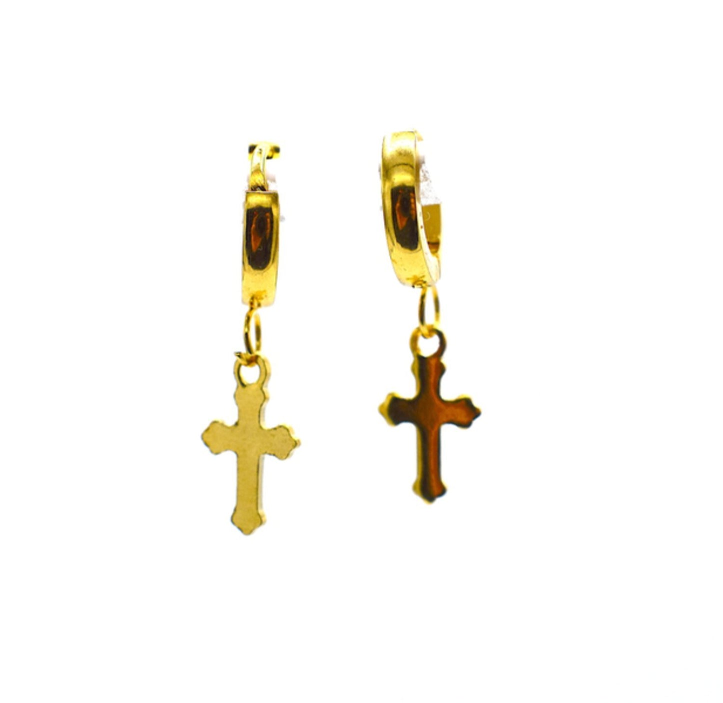 Kors ring örhängen guldfärgad – produktbild – Hiprock