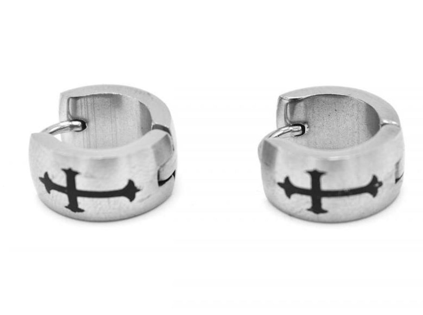 Kors stålörhängen – produktbild – Hiprock