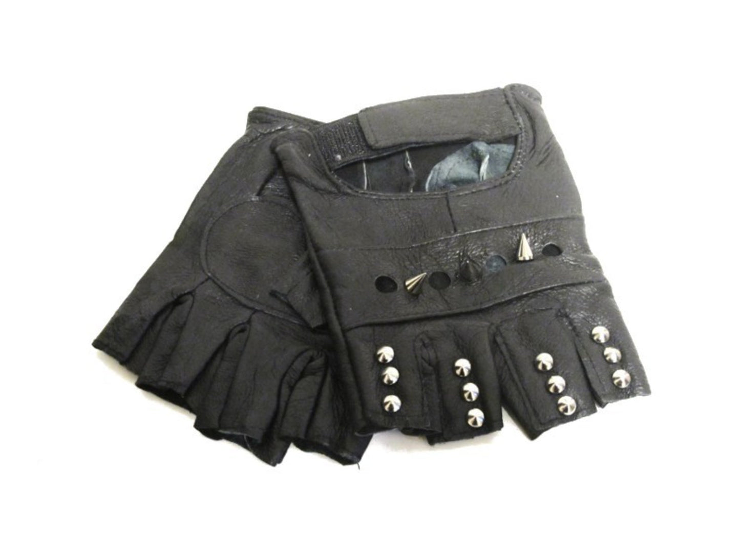 Läderhandskar - Spike och runda nitar – produktbild – Hiprock