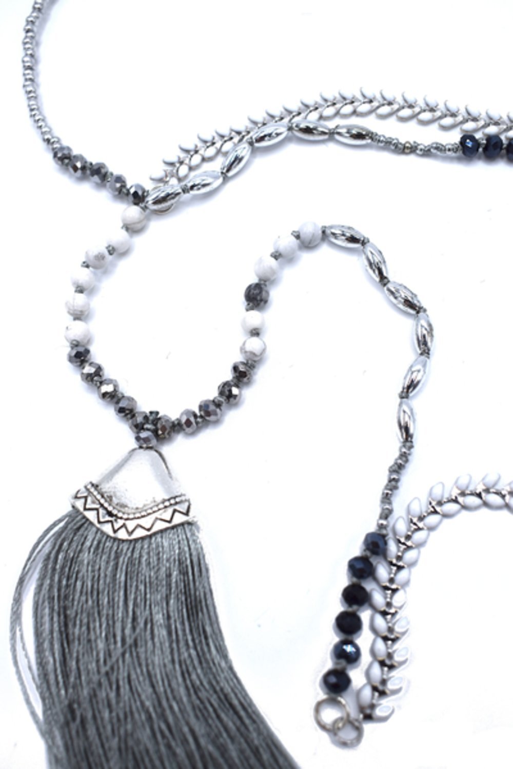 Lång Pärlhalsband med franshänge Bohemian