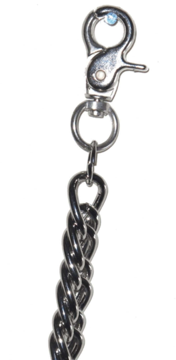 Lång silverfärgad byxkedja