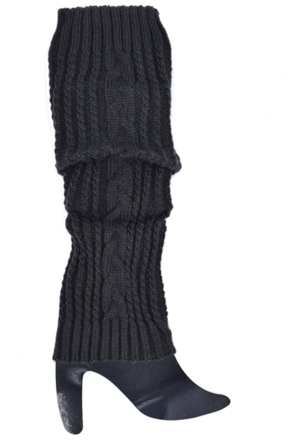 Mörkgråa benvärmare med mönster – produktbild – Hiprock