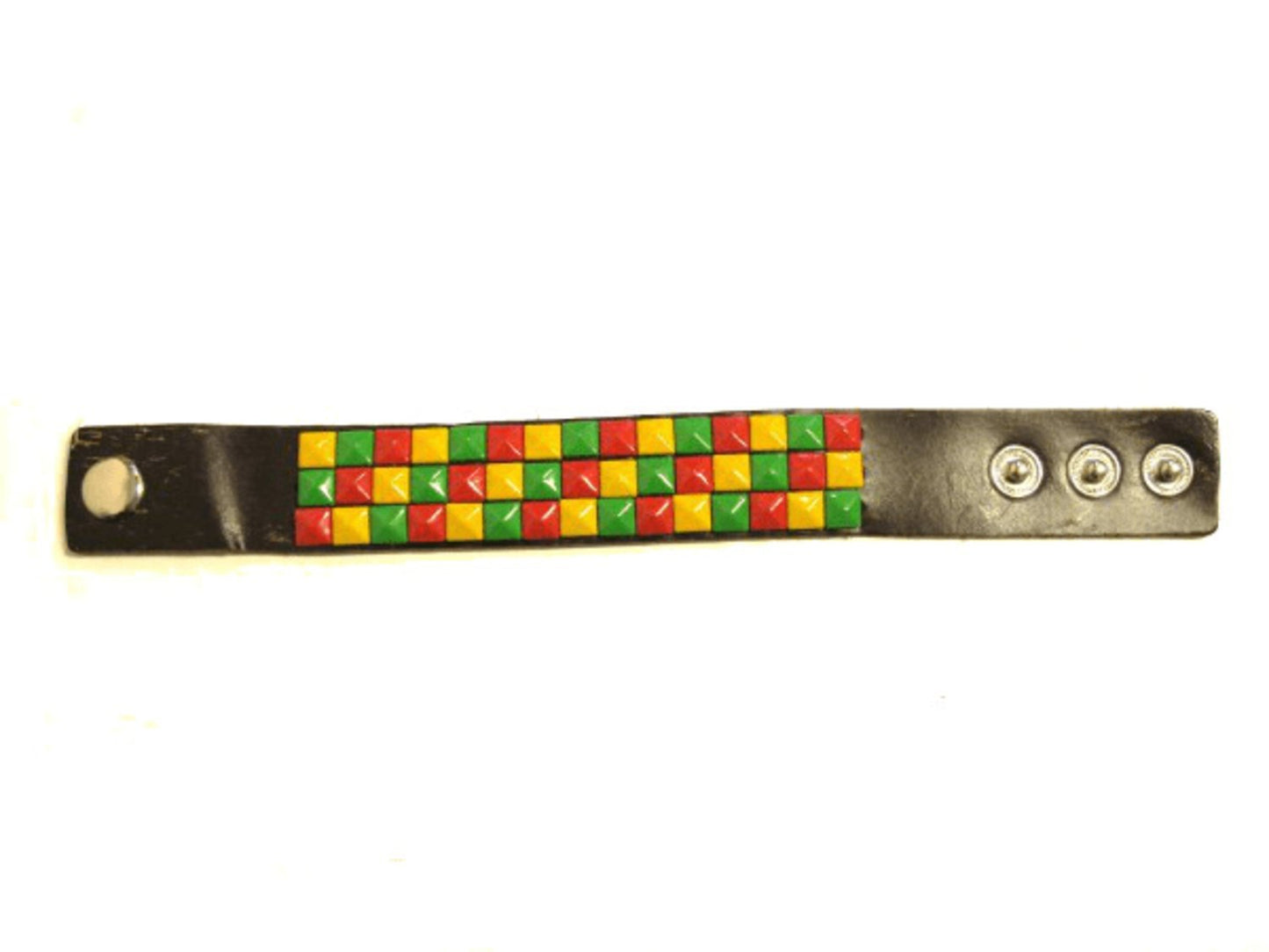 Rasta läderarmband med spetsnitar - 3 rad
