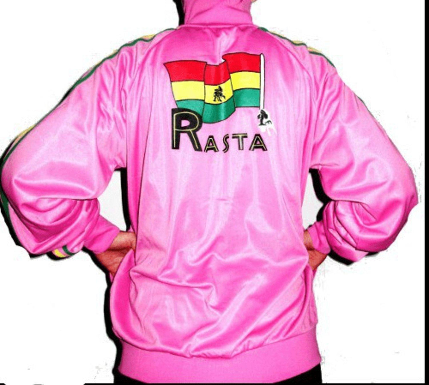 Rasta sweater Zipper - Pink with Rasta print