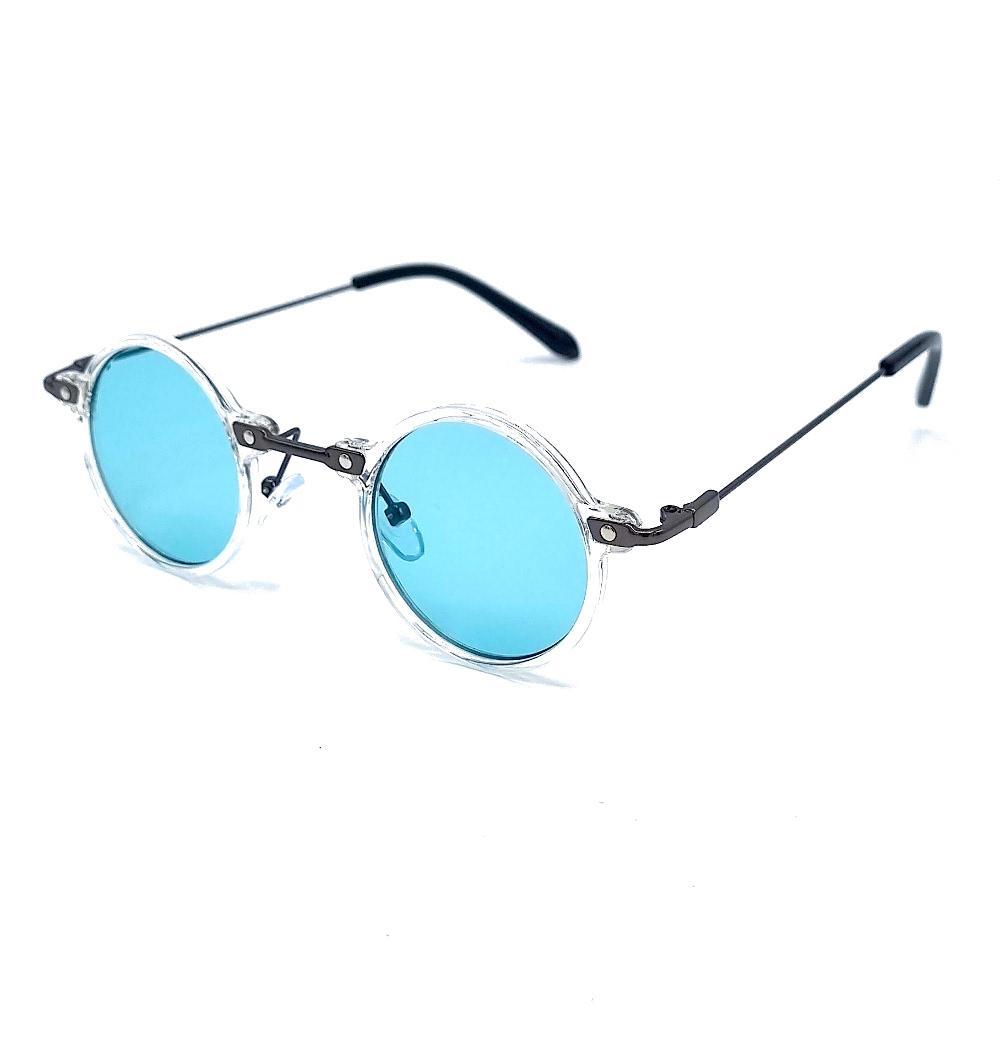 Round sunglasses Rage - transparent frames with blue lenses