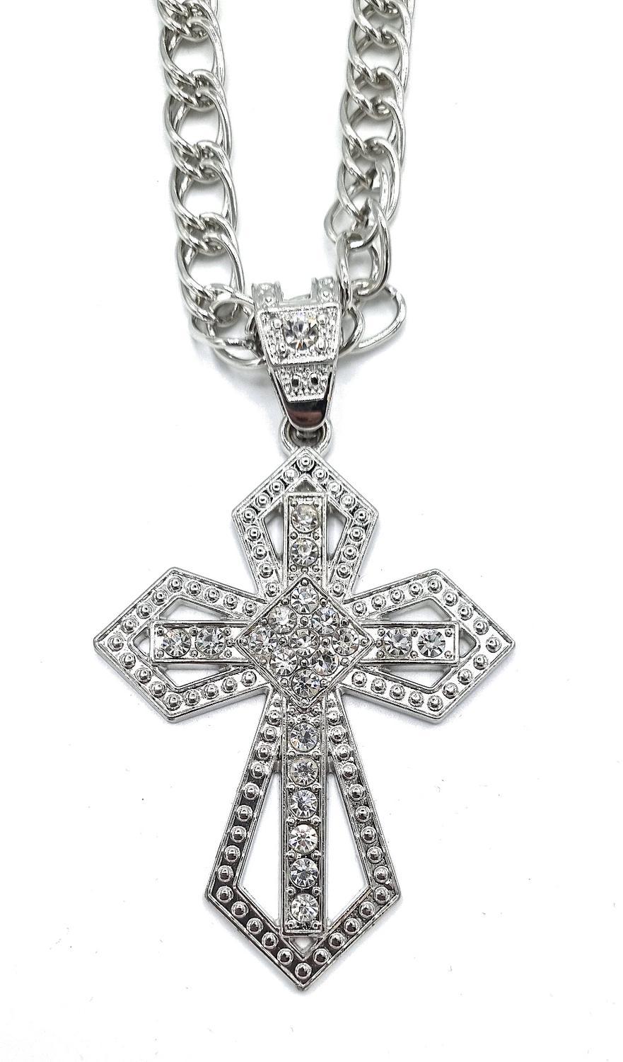 Hopeanvärinen ristikaulakoru