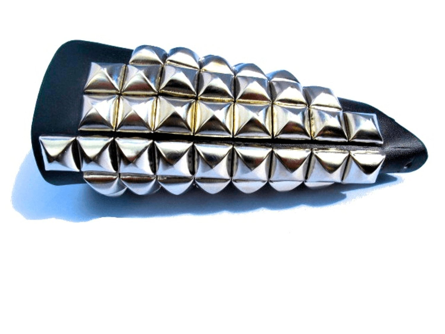 Large leather bracelet with pyramid studs