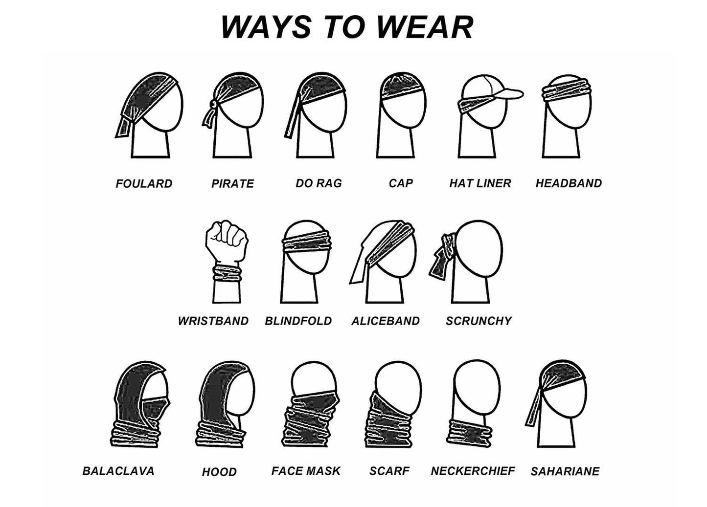 Svart Ansiktsmask dödskalle Scarf Ny multifunktionell sömlös