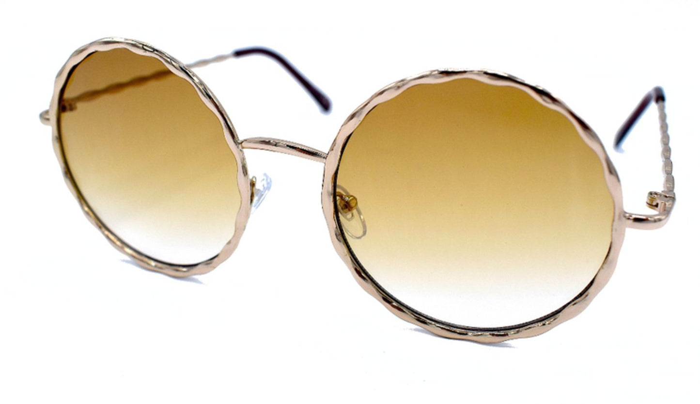 Aaltoilevat pyöreät aurinkolasit ruskeat