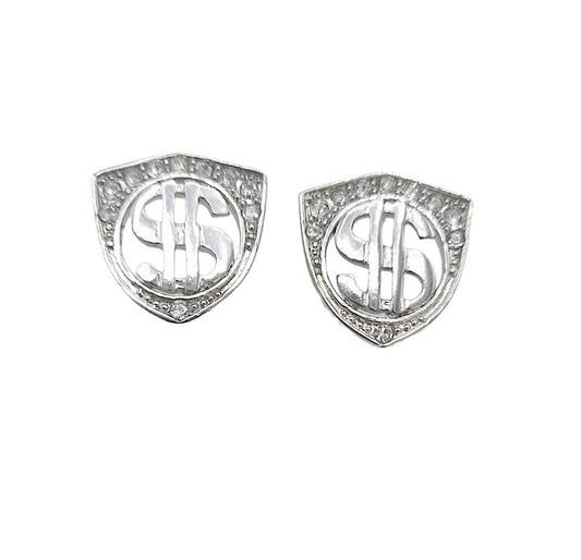 Dollar örhängen med vita stenar