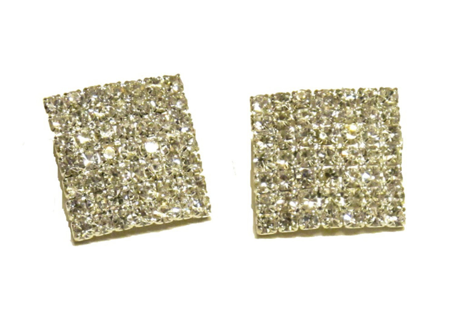 Square earrings with white crystals