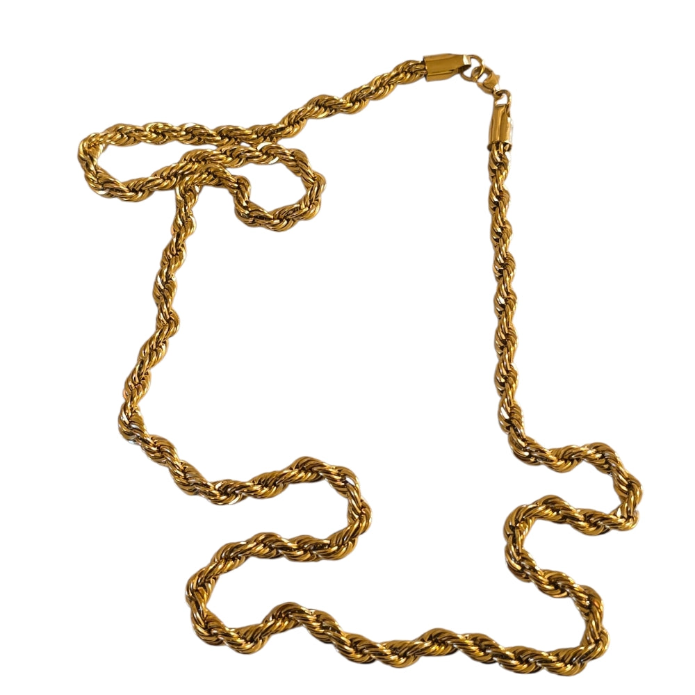 Guldfärgad kedja 70 cm – Tjock repdesign