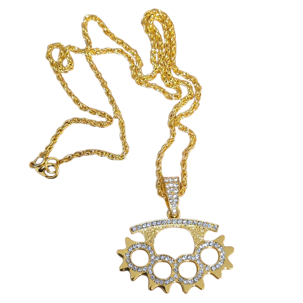 Guldfärgat Knogjärn Halsband med Strass
