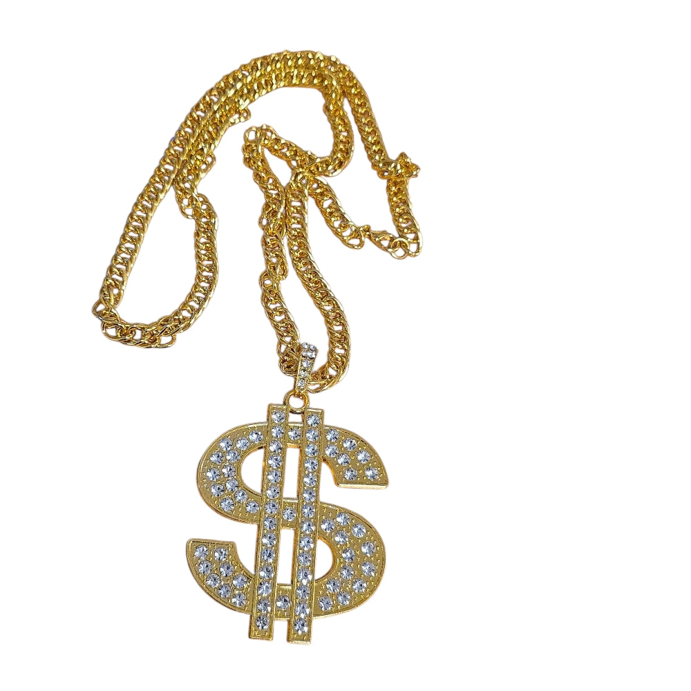 Guldigt halsband med stort dollarhänge