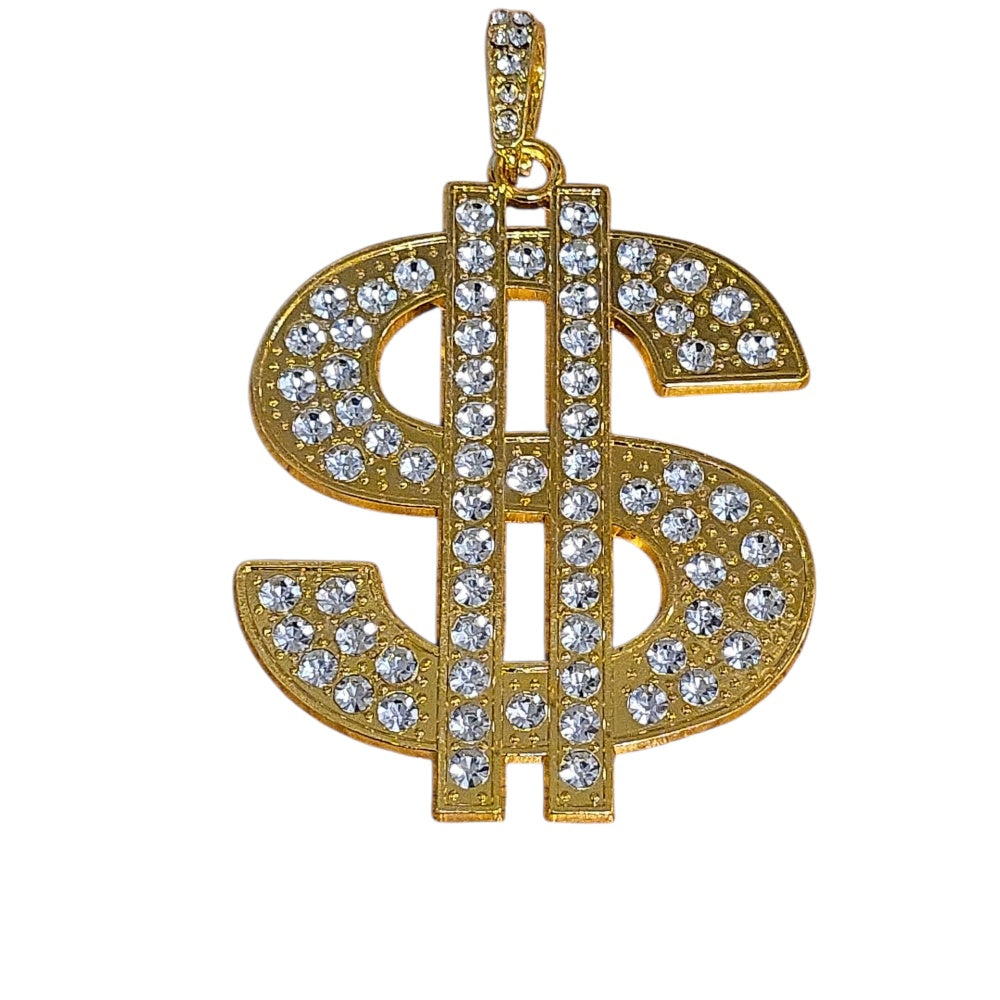 Guldigt halsband med stort dollarhänge