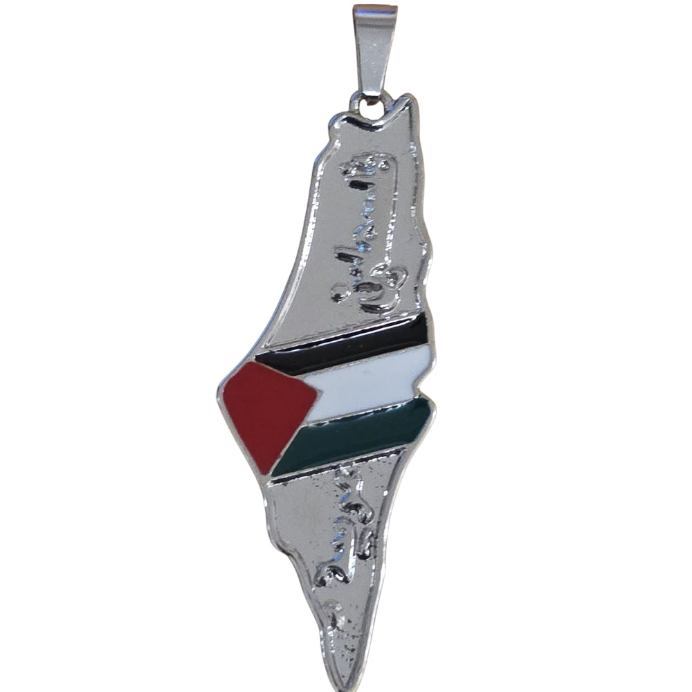 Halsband Palestina Karta – Silverfärgad