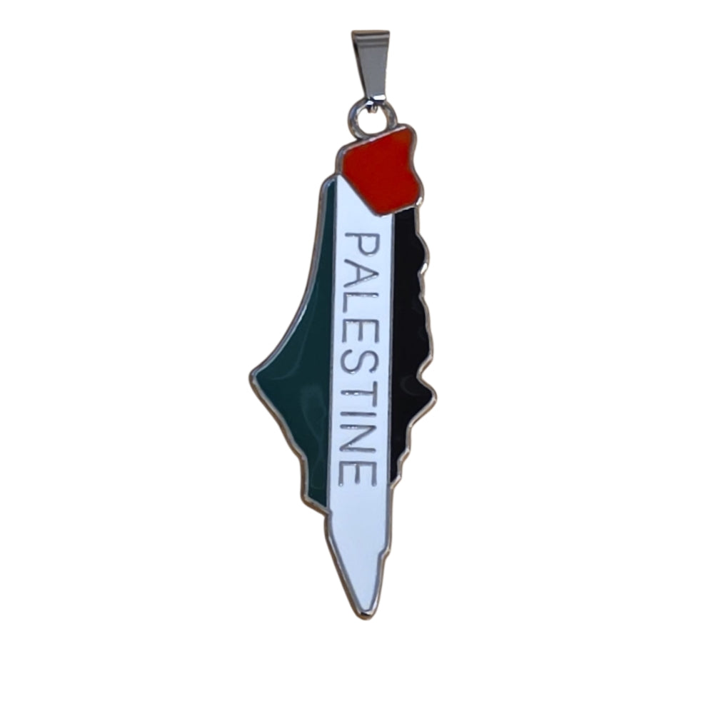 Halsband Palestina med text – Silverfärgat