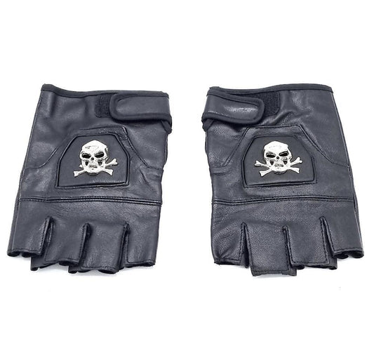 Läderhandskar med dödskalle –  produktbild – Hiprock