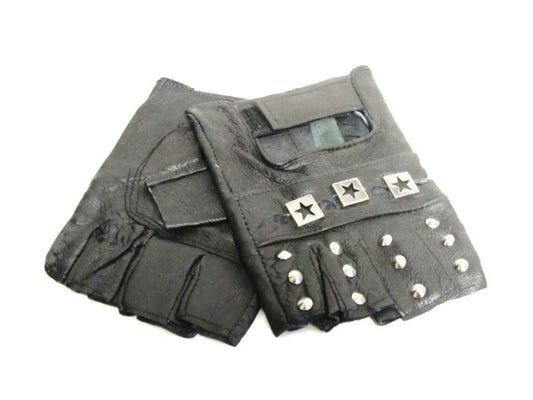 Läderhandskar - stjärnor och runda nitar