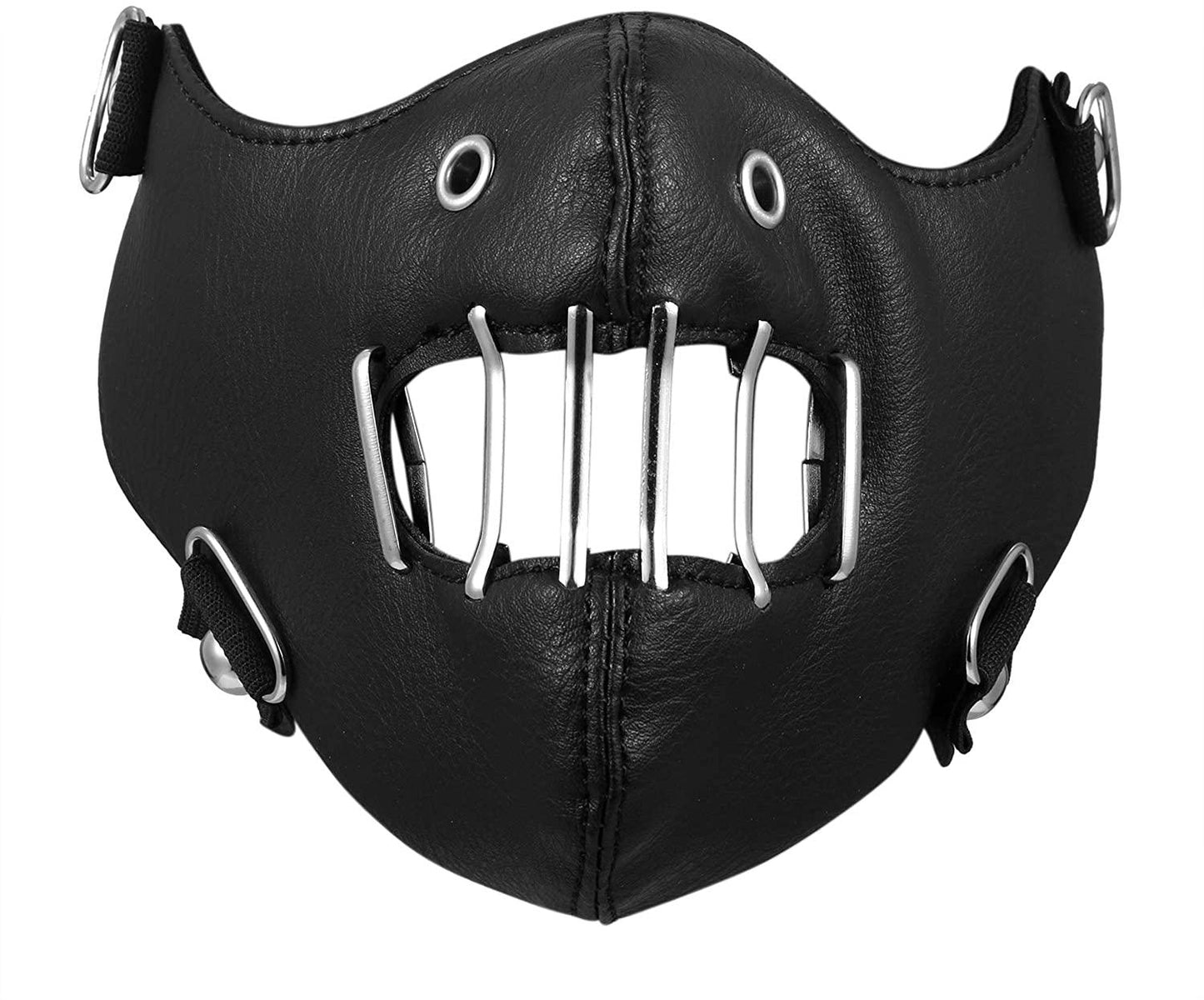 Lädermask med andningshål och metallgrill