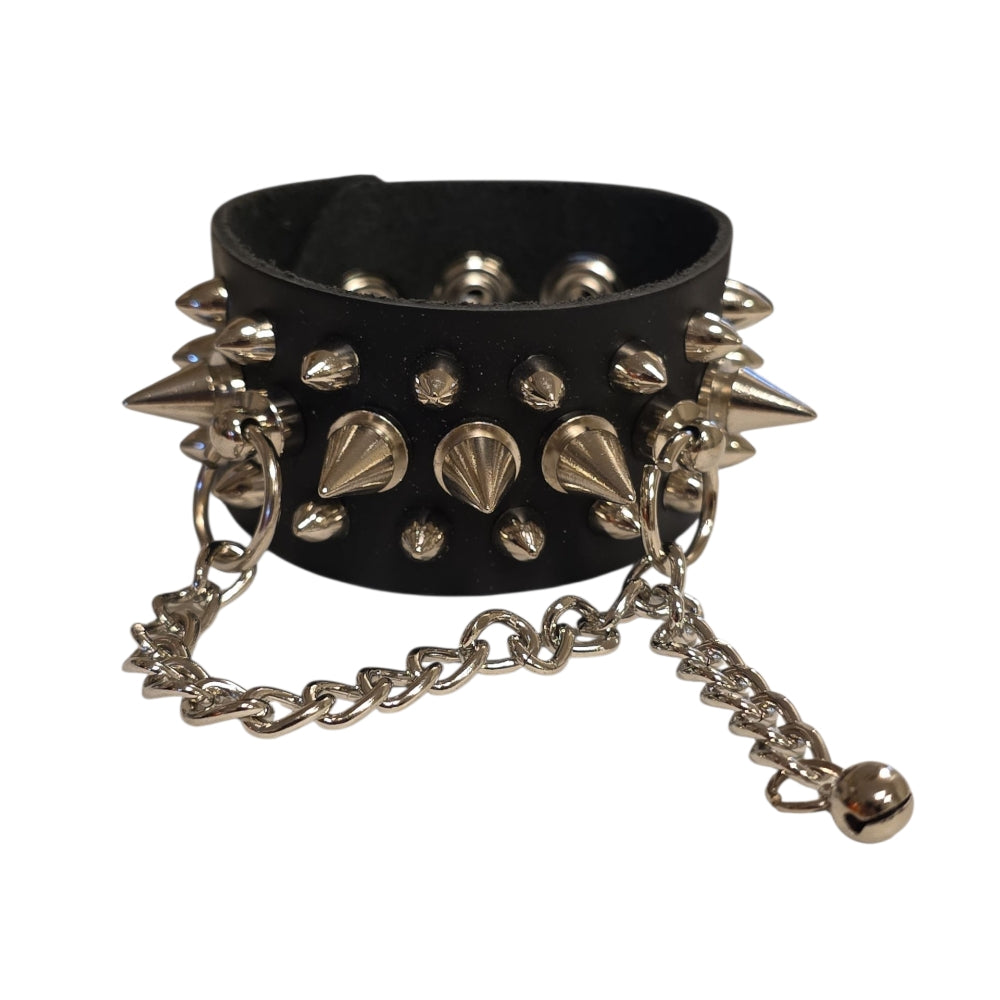 Nitarmband med kedjedetalj – svart läder