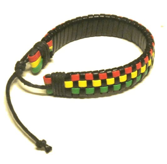 Rasta armband läder –  produktbild – Hiprock