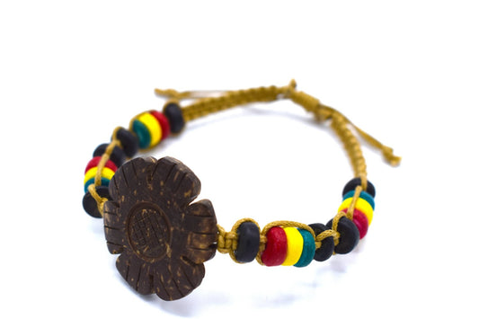 Rasta rannekoru helmillä ja kukilla