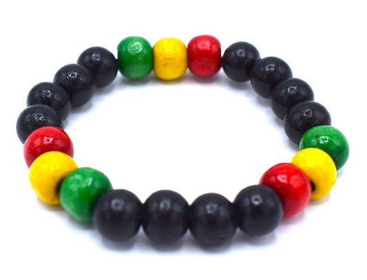 Rasta pärlarmband elastisk –  produktbild – Hiprock