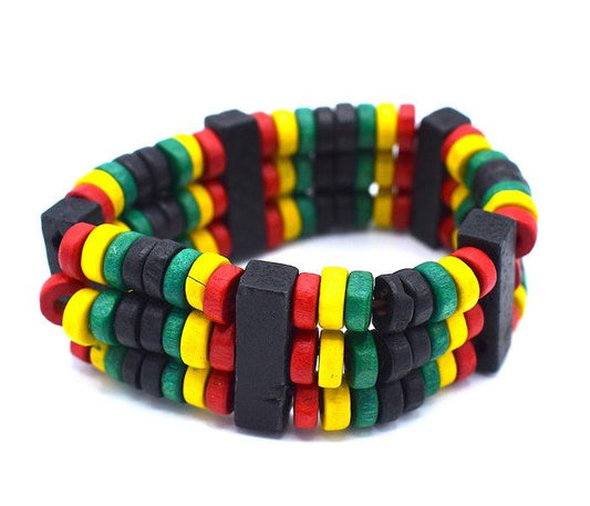 Kolminkertainen Rasta helmirannekoru - Joustava