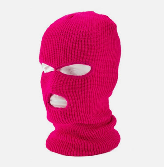 Rosa Rånarluva – Stickad Balaclava med Attityd