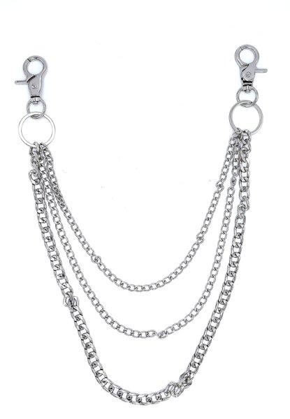 Silverfärgad Byxkedja tre kedjor –  produktbild – Hiprock