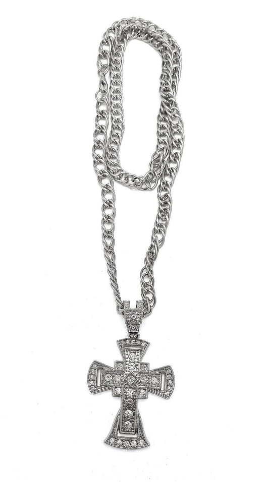 Hopeanvärinen ristikaulakoru