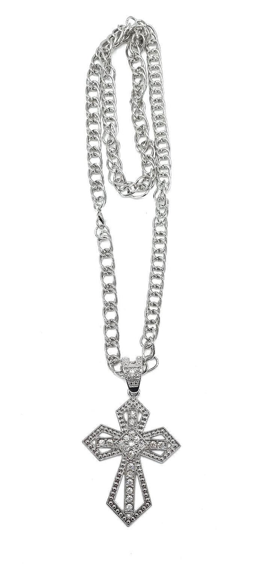 Hopeanvärinen ristikaulakoru