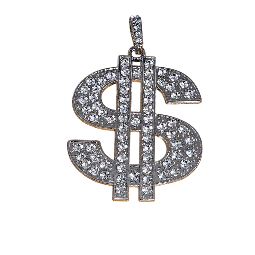 Silverfärgad halsband med stort dollarhänge