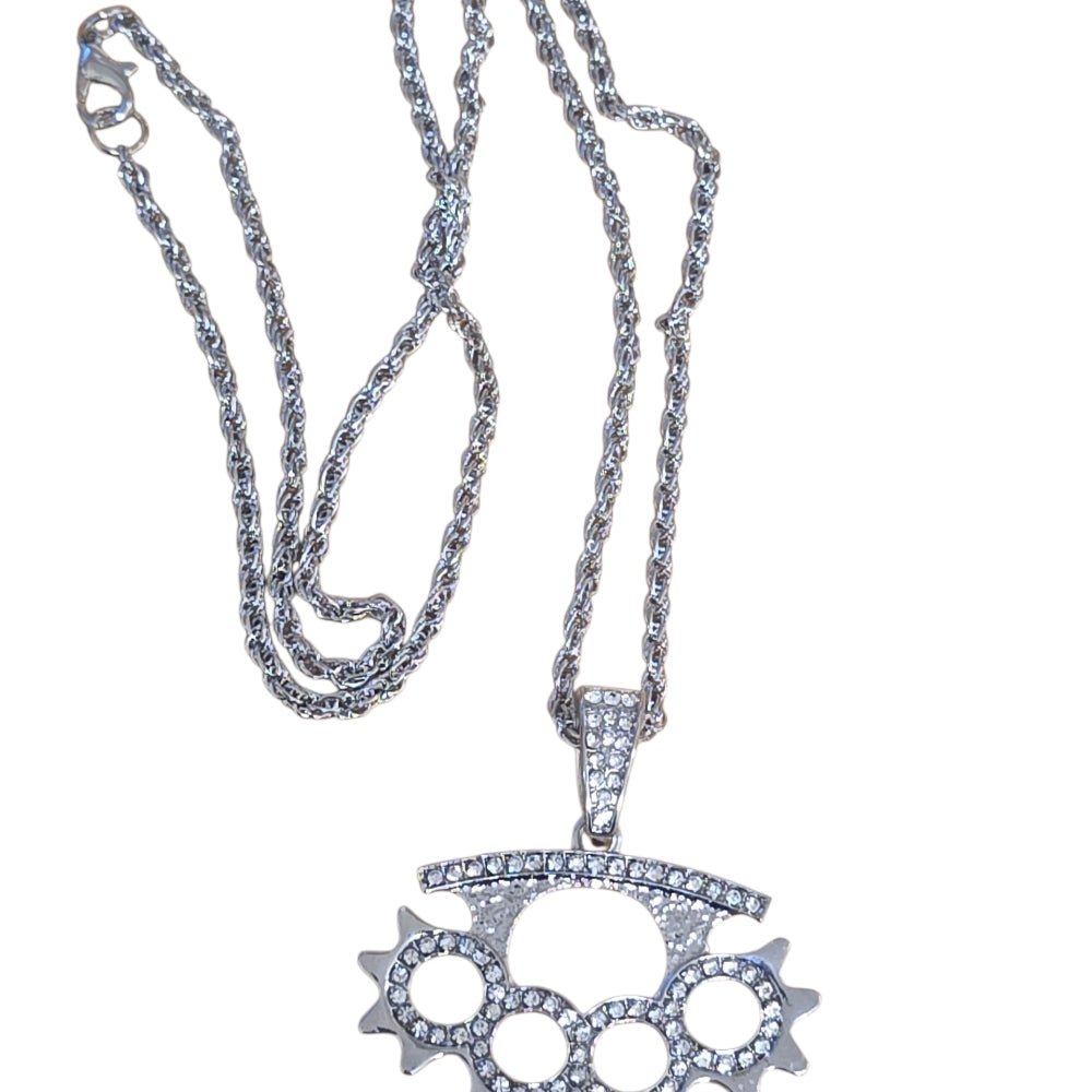 Silverfärgat Knogjärn Halsband med Strass