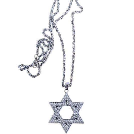 Silverfärgat halsband med Davidsstjärna