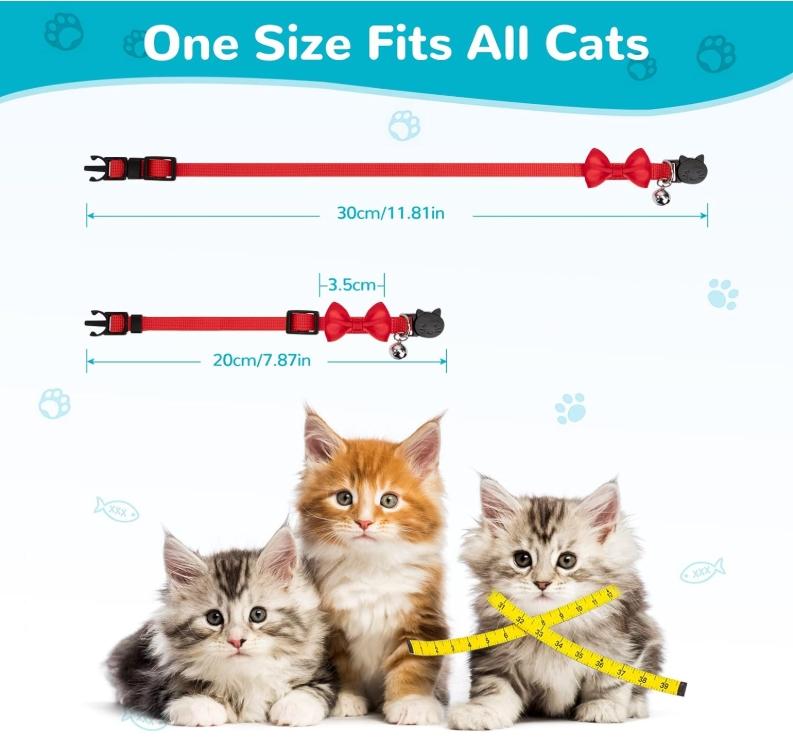 Röd Söta Katt-Halsband med Fluga och Bjällra - Justerbara och Bekväma