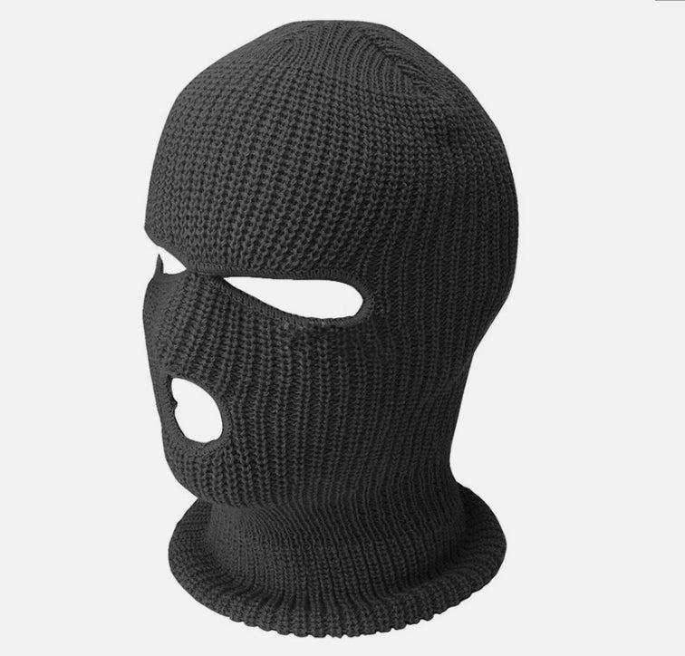 Svart Rånarluva – Stickad Balaclava med Attityd
