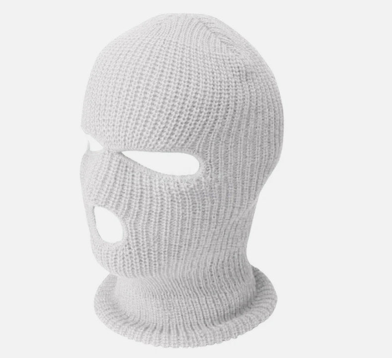 Vit Rånarluva – Stickad Balaclava med Attityd
